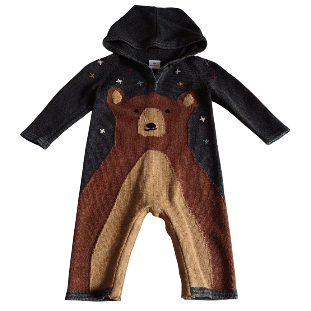 Hanna Andersson Wool Blend Knit Bear Hooded Jumper